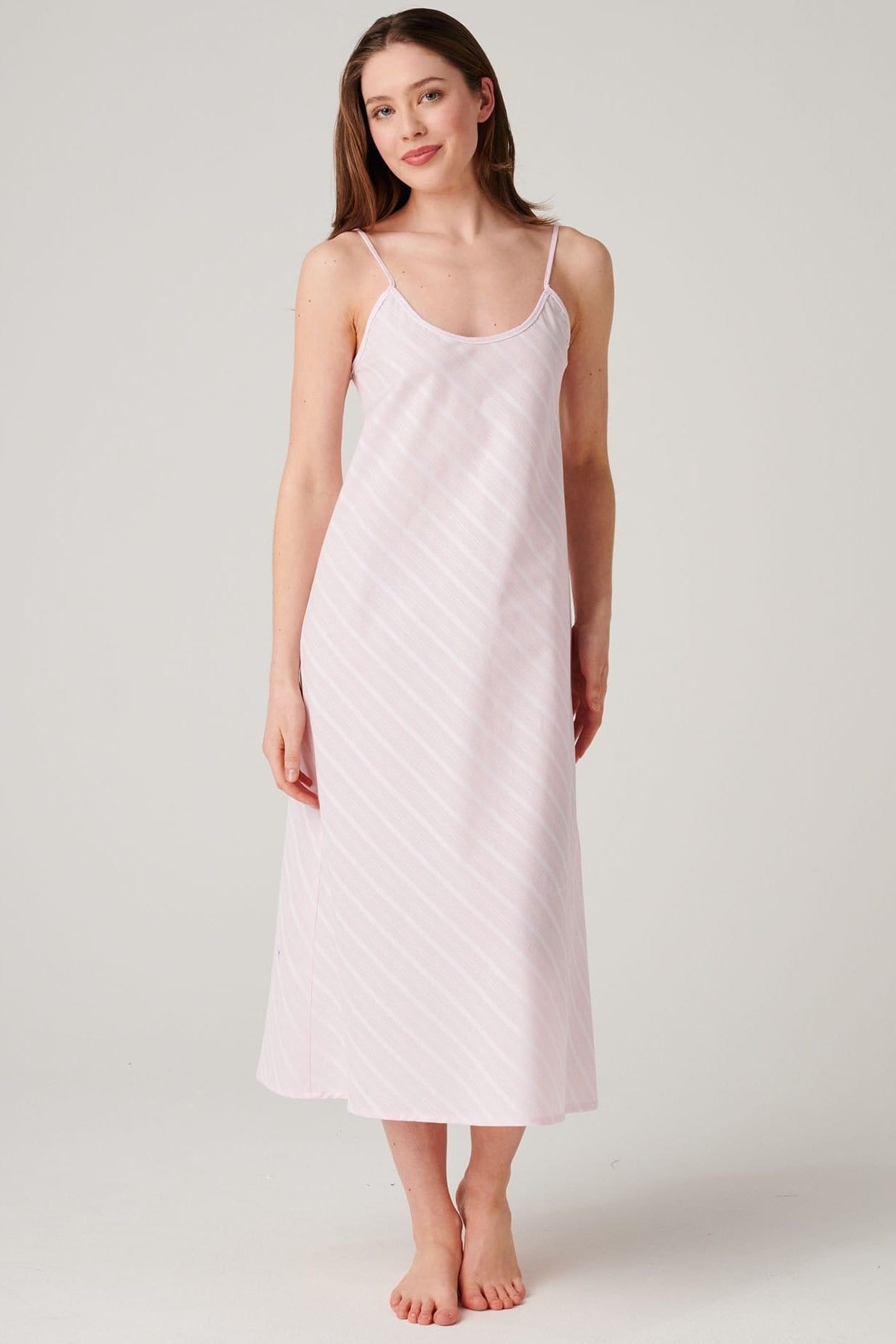 British Boxers Baby Pink Satin Stripe Strappy Nightdress