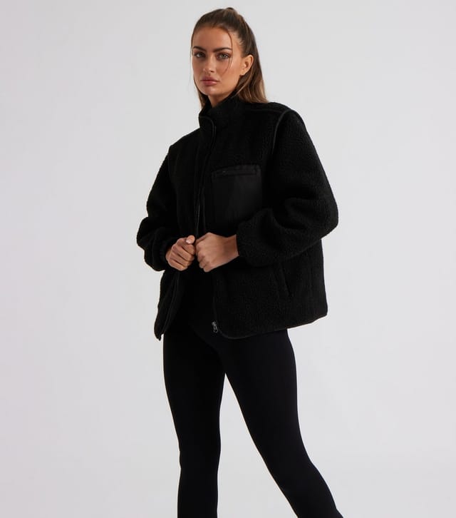 Urban Bliss Women's Black Fleece Jacket Urban Bliss New Look - 2