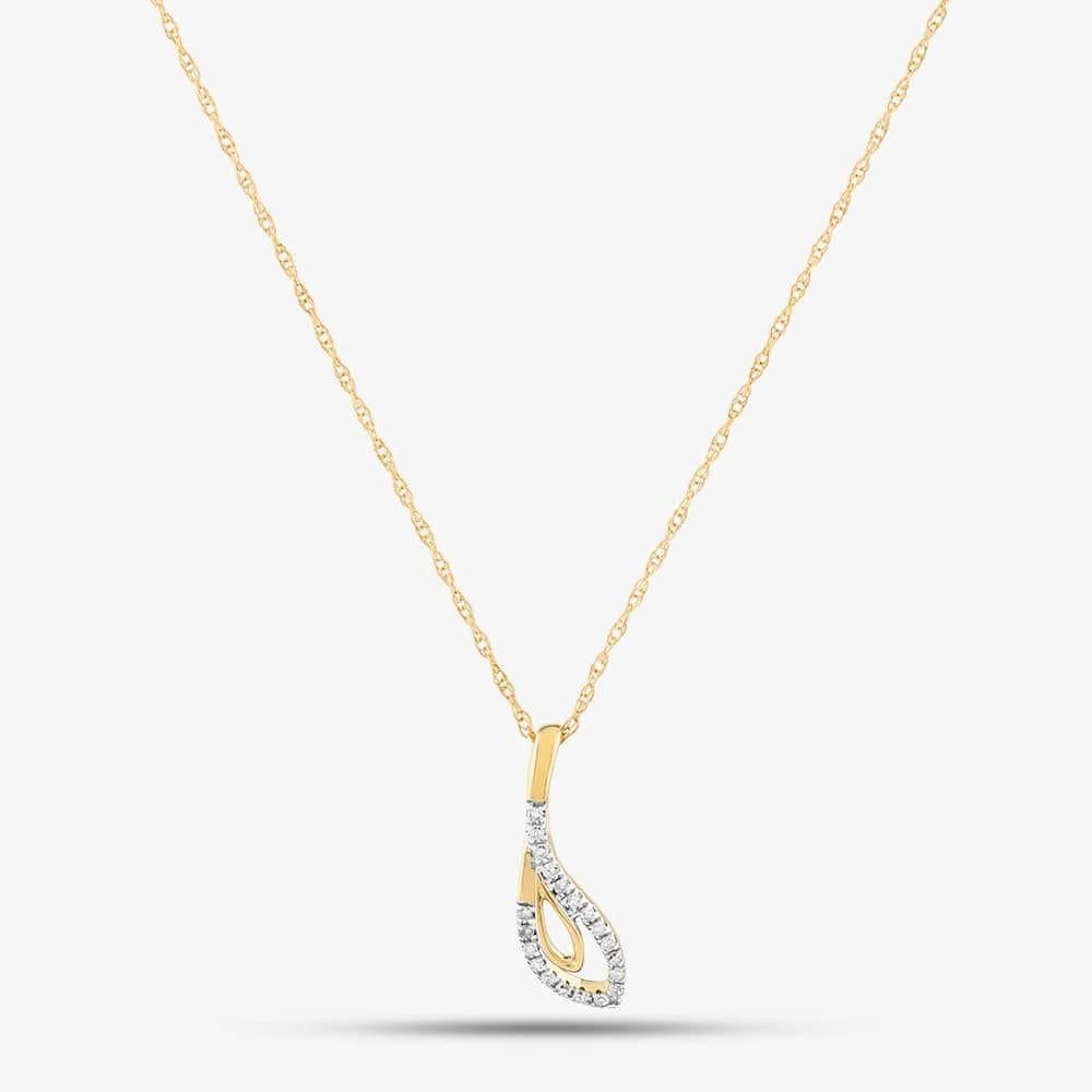 T.H.Baker T.H.Baker Women's 9ct Yellow Gold 0.08ct Tear Drop Necklace THP43039-08 (YG)