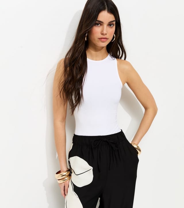 New Look Women's White Jersey Racer Bodysuit New Look - 2
