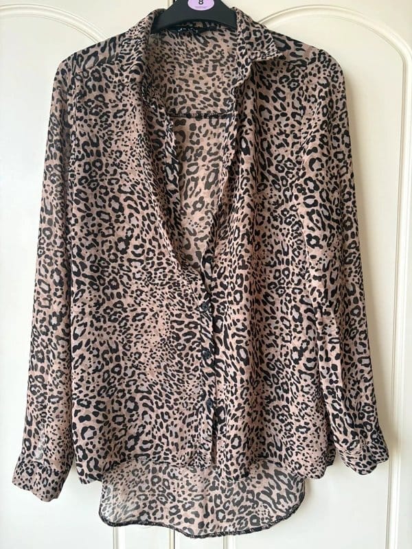 New Look Brown Leopard Print Chiffon Blouse