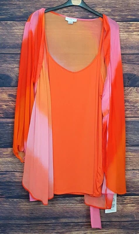 Never Fully Dressed Women's Never Fully Dressed Vienna Ombre Red/Pink Chiffon Mini Dress UK 26