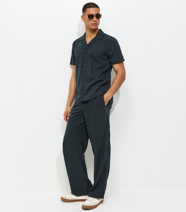 New Look Men's Navy Short Sleeve Regular Linen Look Shirt New Look - 3