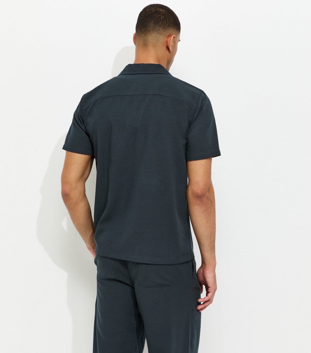 New Look Men's Navy Short Sleeve Regular Linen Look Shirt New Look - 4