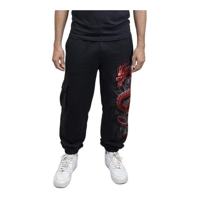 Spiral Direct Spiral Direct Men's Dragon Cargo Jogging Bottoms in Black - 3