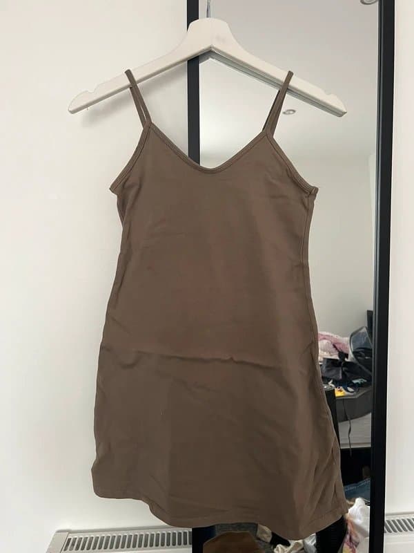 Pull & Bear Pull & bear khaki brown cami mini dress