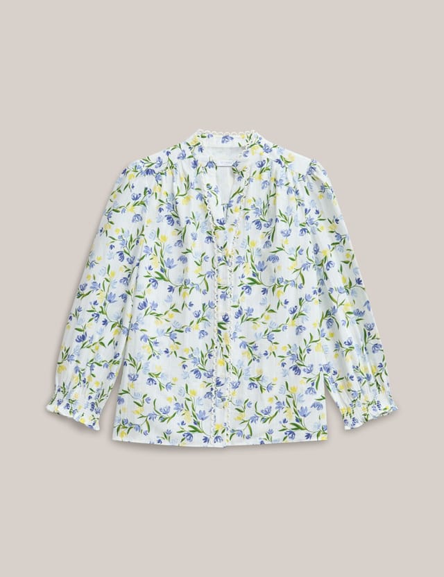 Hobbs London Hobbs London Women's Imelda Floral Print Blouse in Cool White - 2