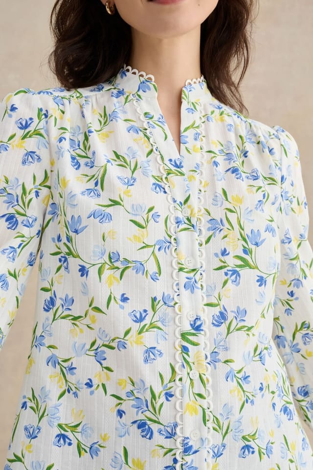 Hobbs London Hobbs London Women's Imelda Floral Print Blouse in Cool White - 3