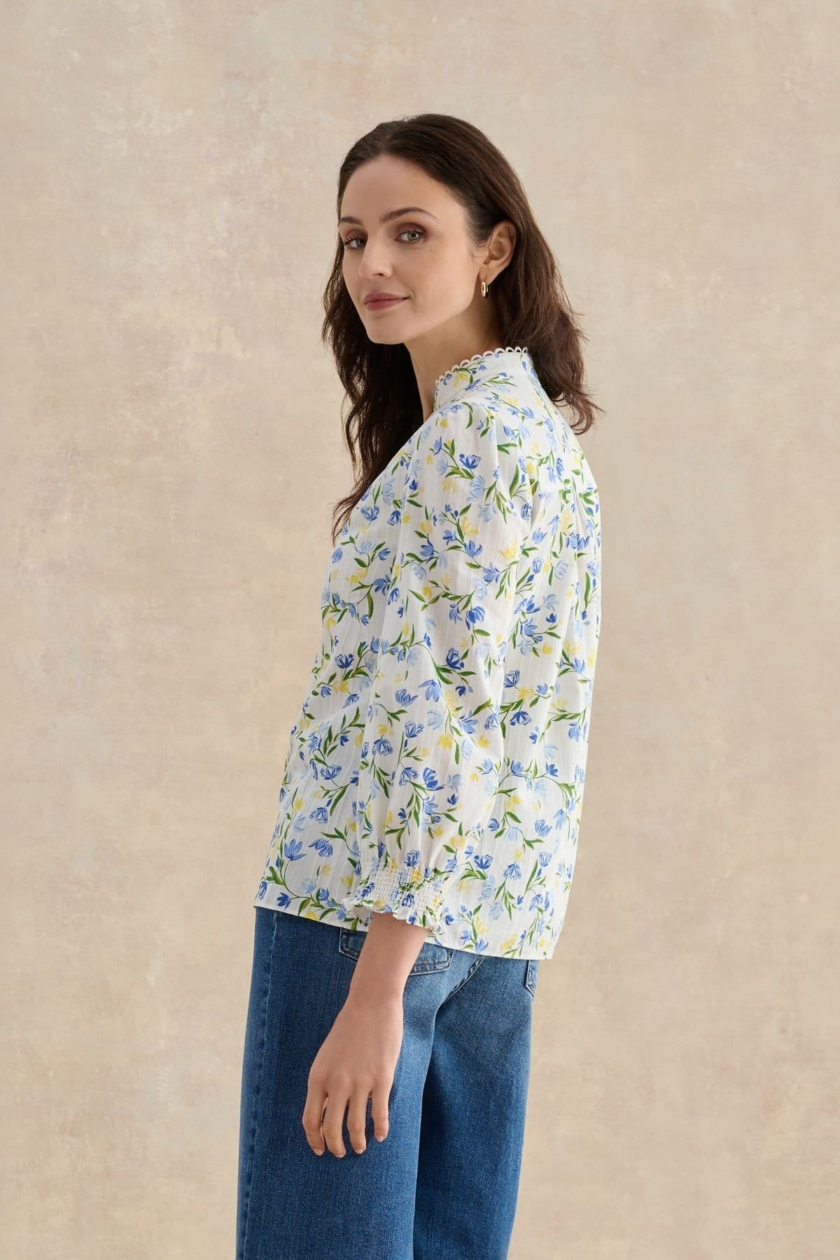 Hobbs London Hobbs London Women's Imelda Floral Print Blouse in Cool White - 4