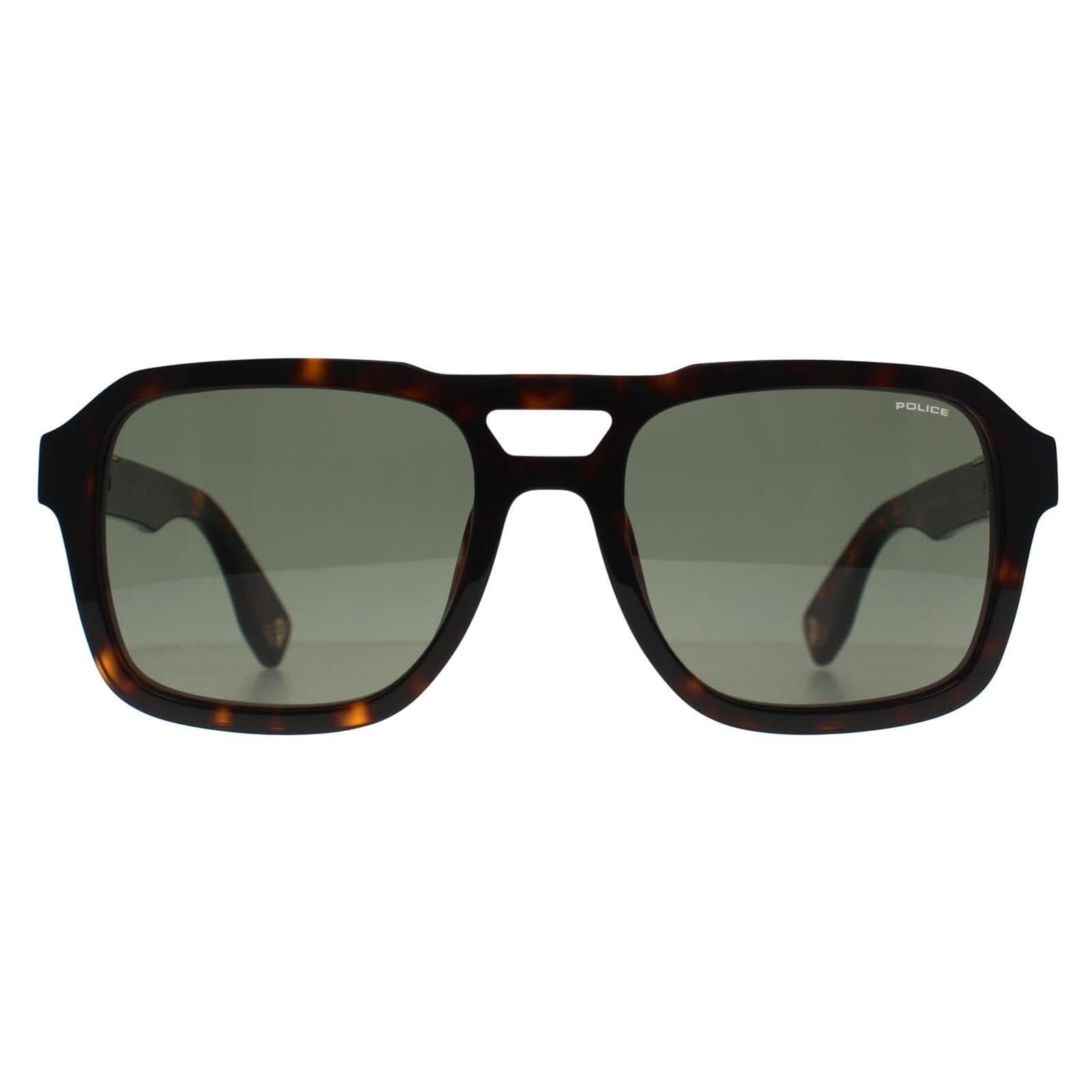 Police Police Men's Square Shiny Dark Havana Green SPLN65 Forever 2 in Brown