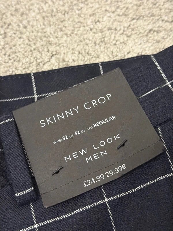 New Look Navy & White Checked Skinny Crop Suit Pants