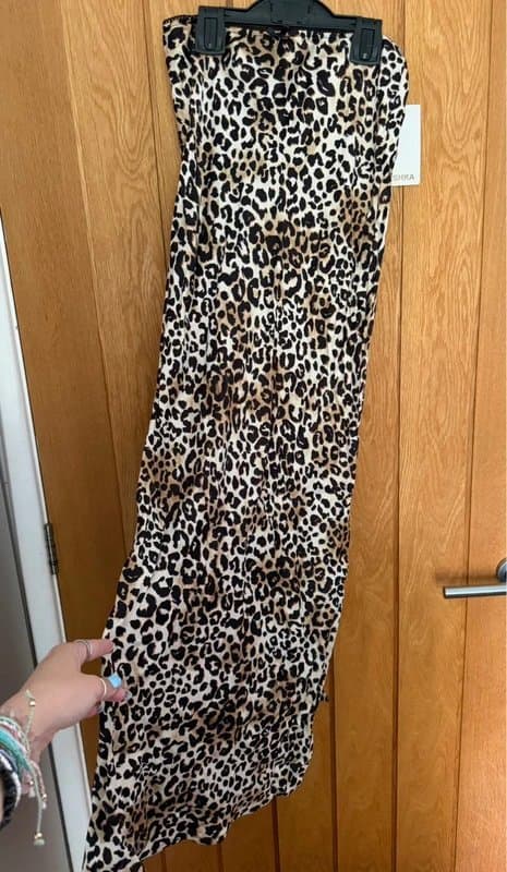 Bershka Leopard maxi skirt with slit