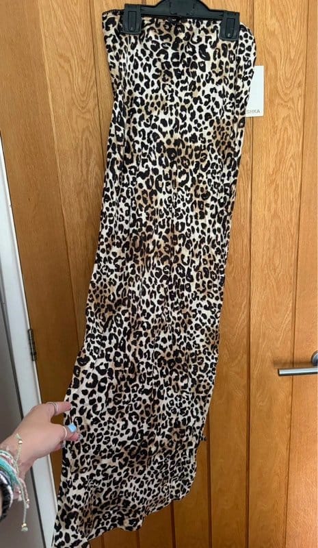 Bershka Leopard Maxi Skirt with Slit