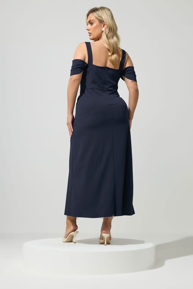 Yours Yours Women's Cold Shoulder Maxi Dress in Mid Navy - 3