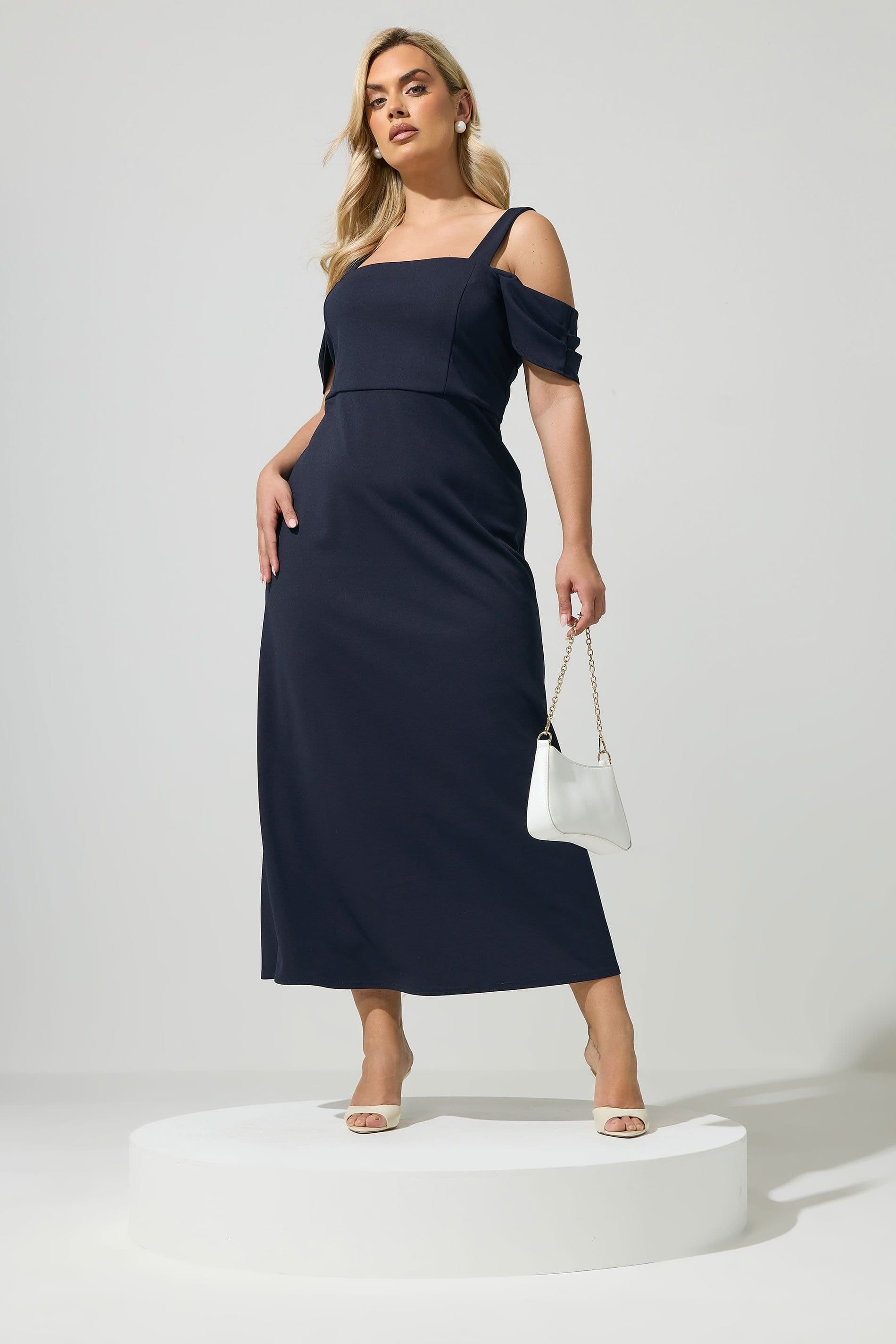 Yours Yours Women's Cold Shoulder Maxi Dress in Mid Navy - 4