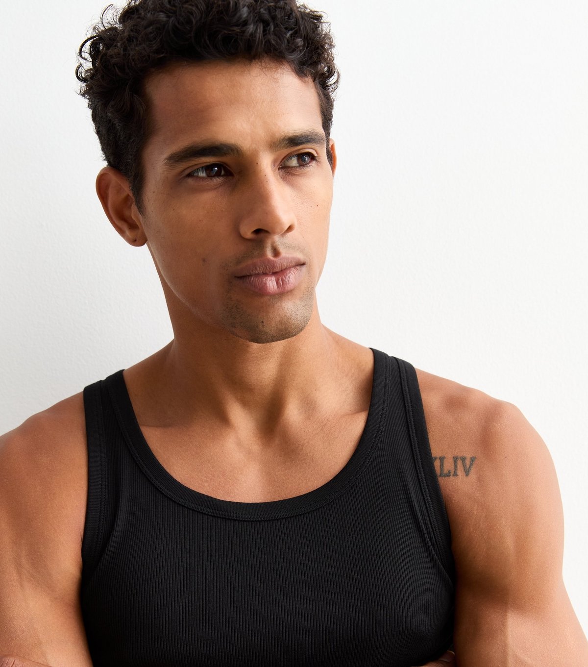 New Look Men's Black Ribbed Jersey Muscle Fit Vest New Look - 2