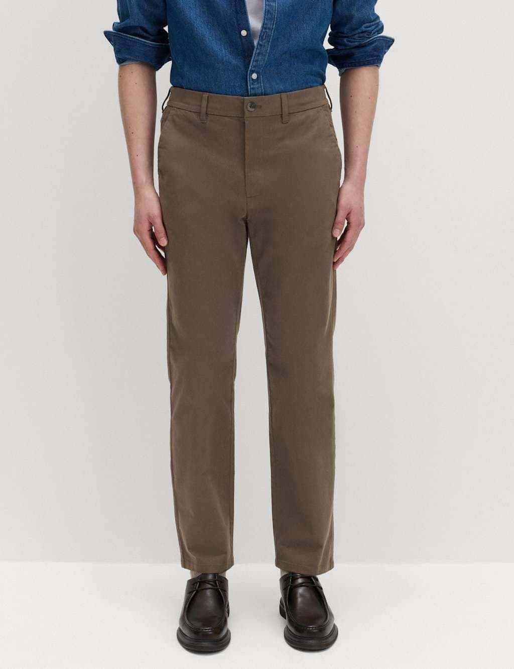 Marks & Spencer M&S Regular Fit Half Elasticated Waist Chinos Mole