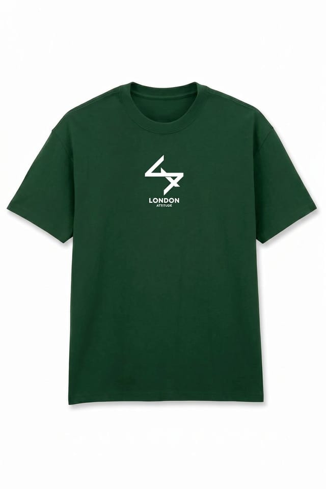 LONDON ATTITUDE LONDON ATTITUDE Men's Japanese inspired Oversized Heavyweight Cotton T-Shirt in Green - 3