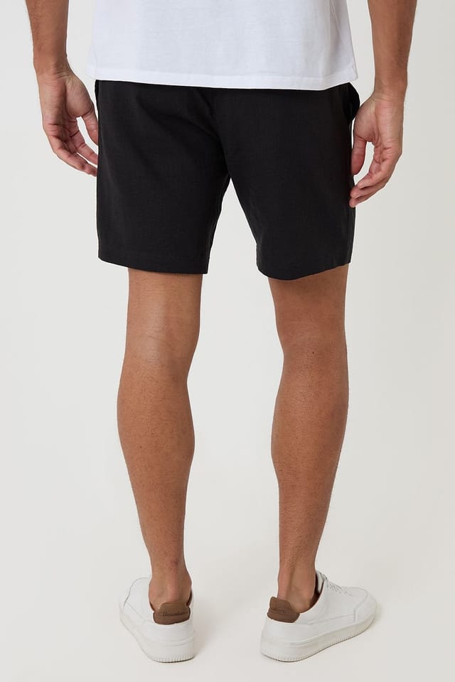 Threadbare Threadbare Men's Shorter Length Linen Blend Shorts in Black - 2