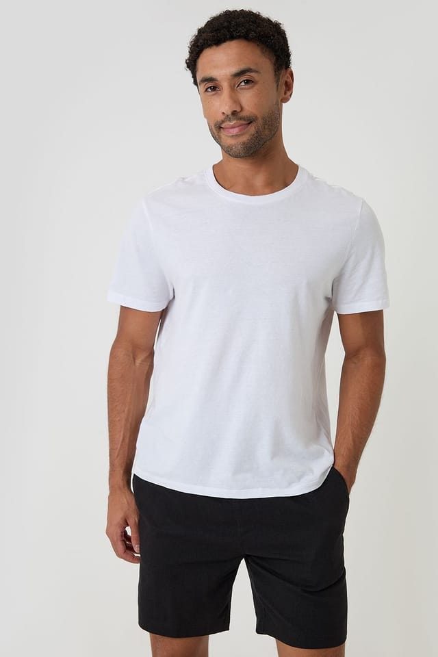 Threadbare Threadbare Men's Shorter Length Linen Blend Shorts in Black - 3