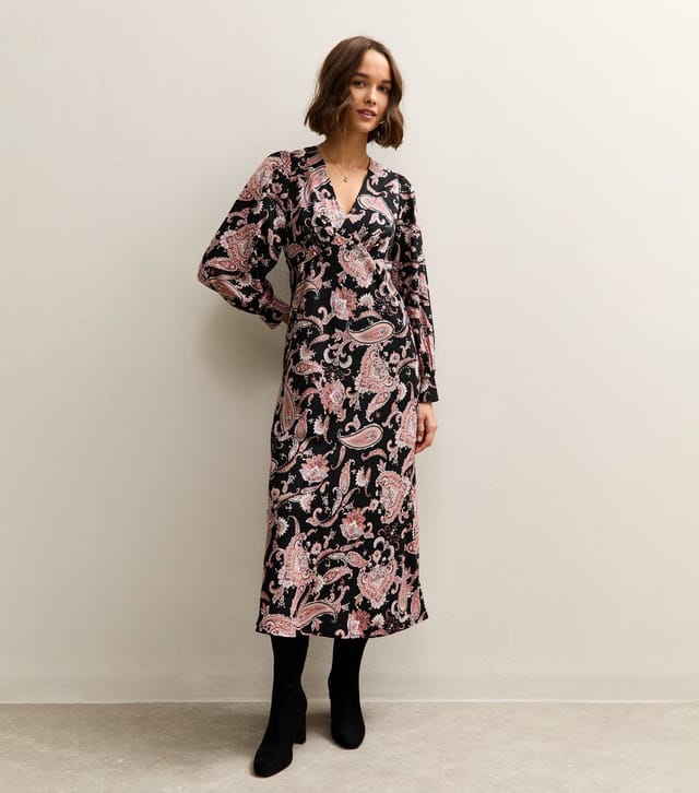 New Look Women's Black Paisley Long Sleeve Midi Dress New Look - 2