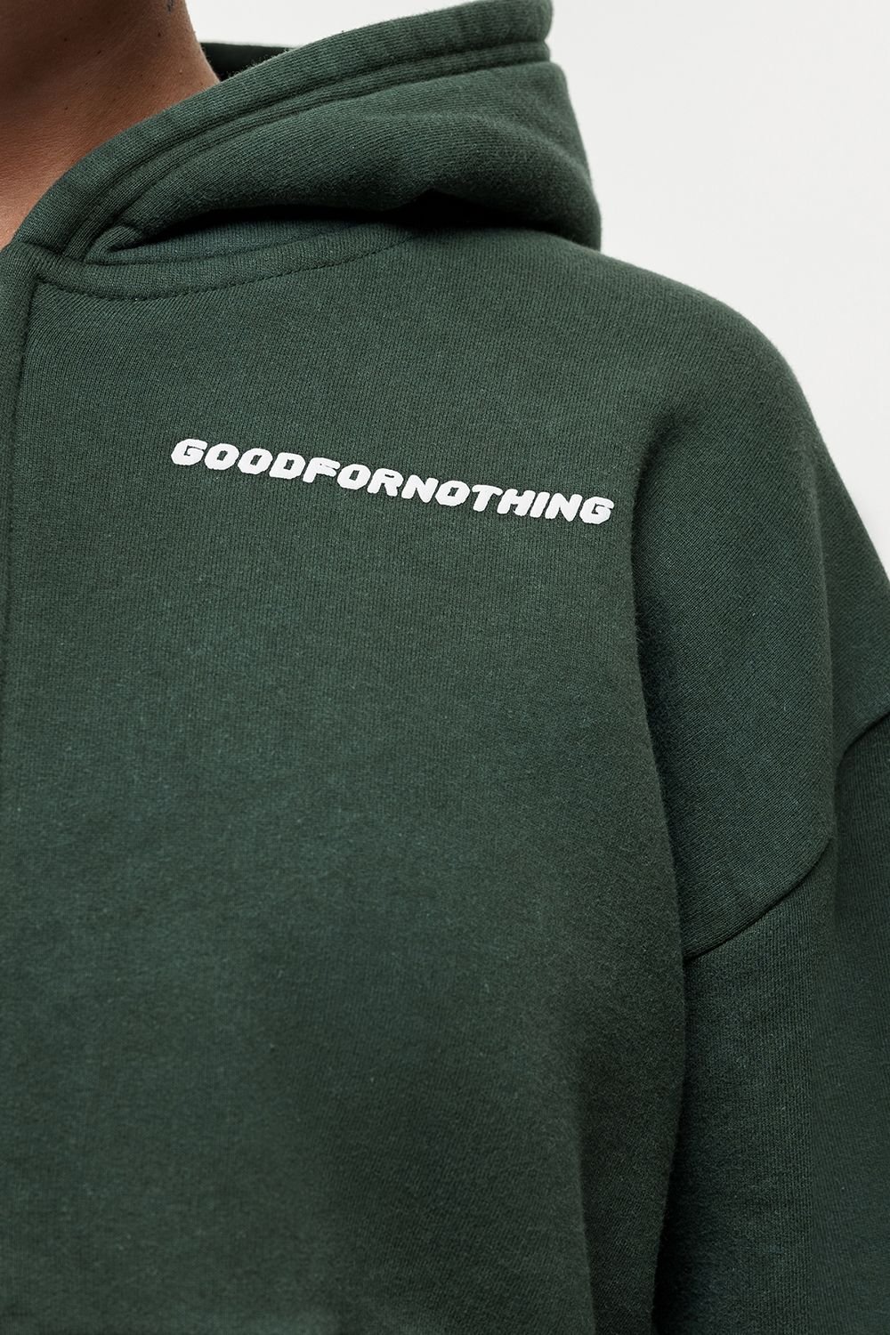 Good For Nothing Good For Nothing Women's Vintage Wash Cropped Zip Through Hoodie in Green - 2