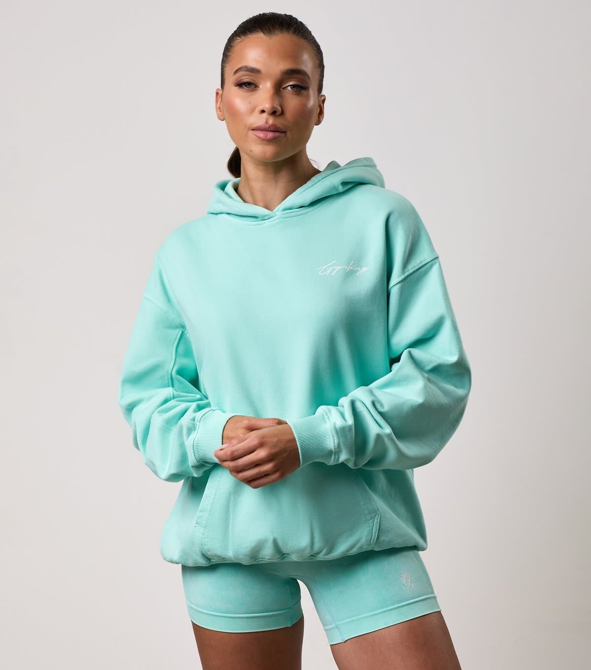 Gym King Women's Mint Green Reset Logo Print Hoodie Gym King New Look