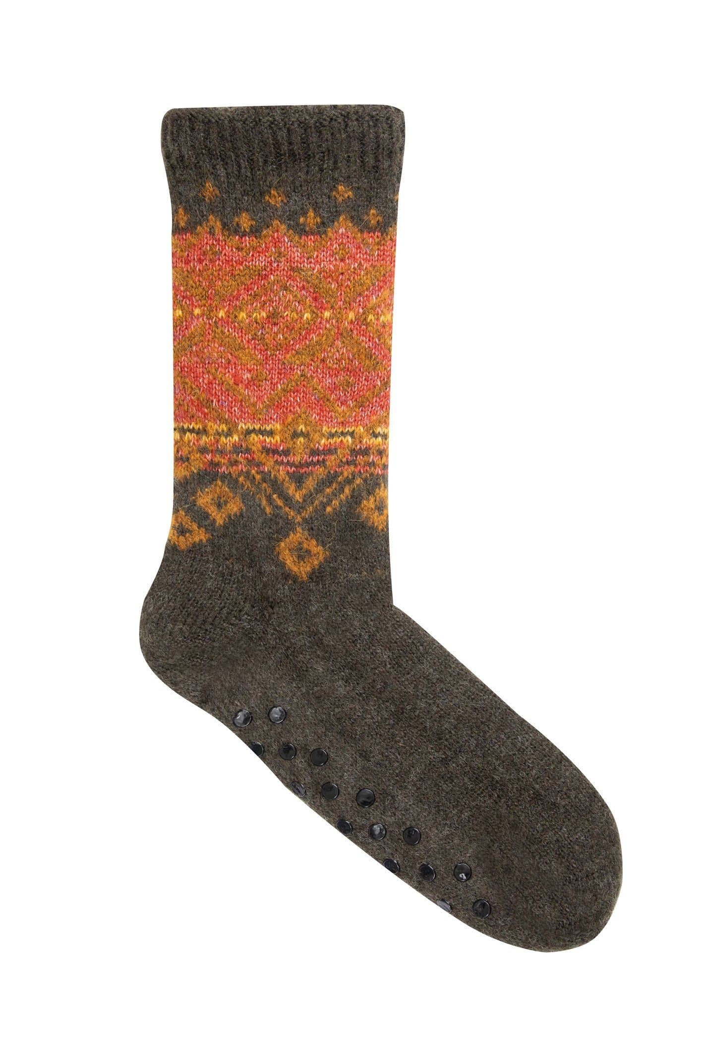 Weird Fish Weird Fish Men's Kochi Fair Isle Cosy Lined Slipper Sock in Dark Green