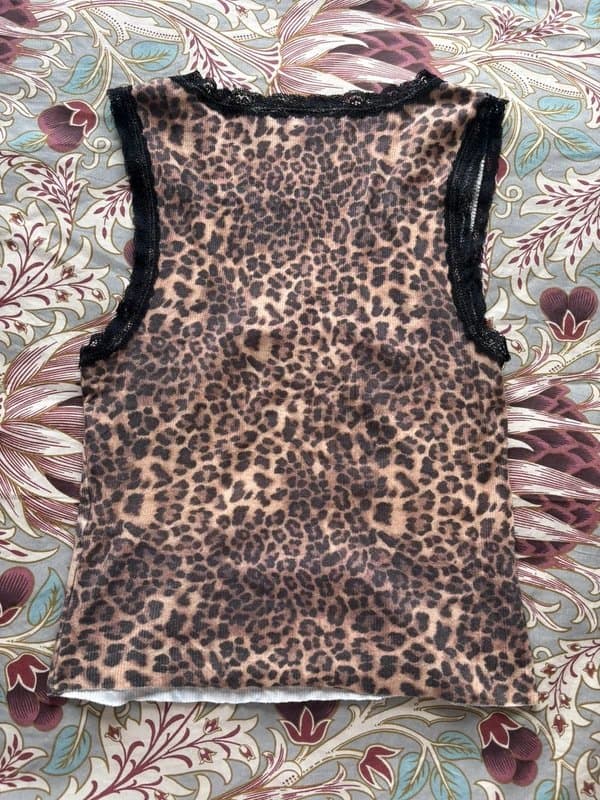 ASOS Leopard Print Lace V Neck Top