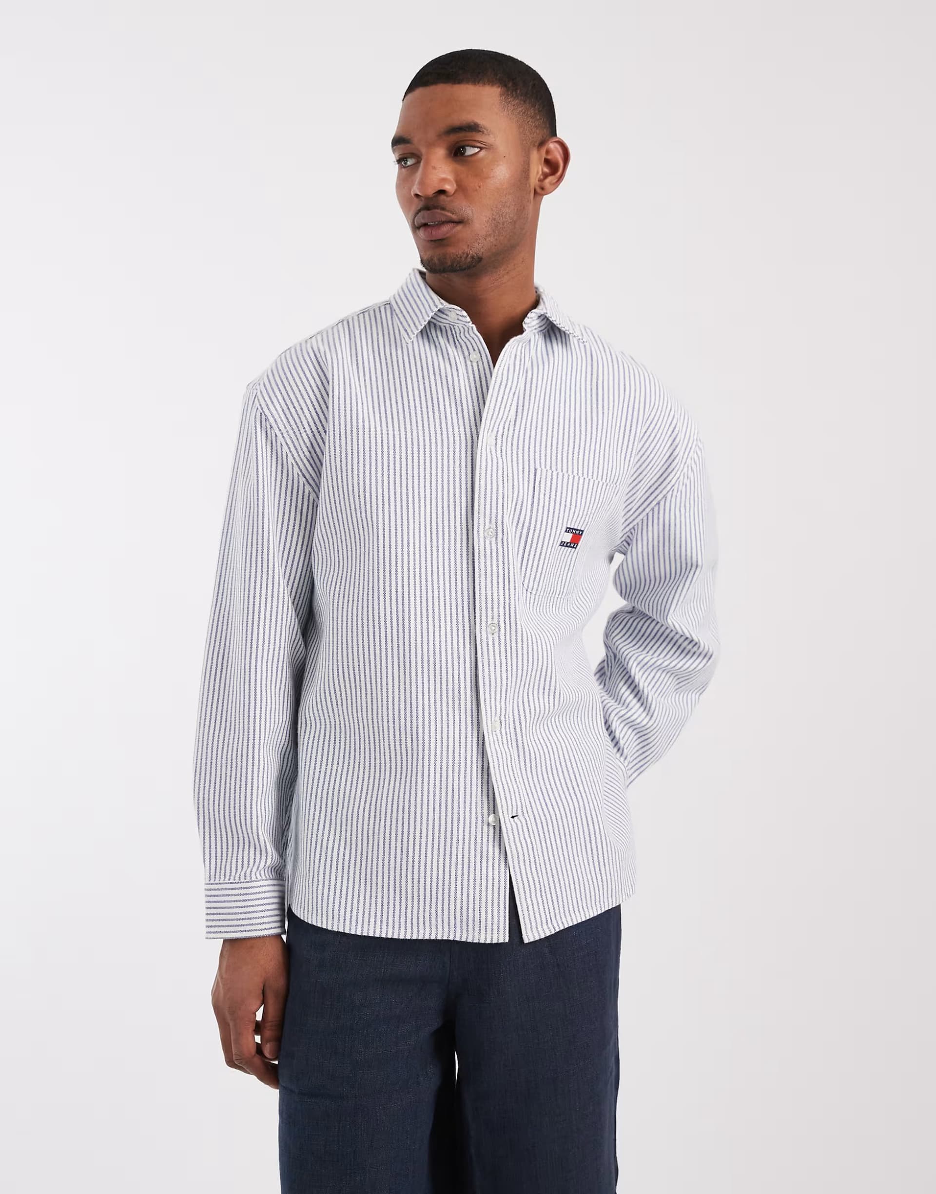 ASOS Tommy Jeans oversized oxford shirt in blue stripes