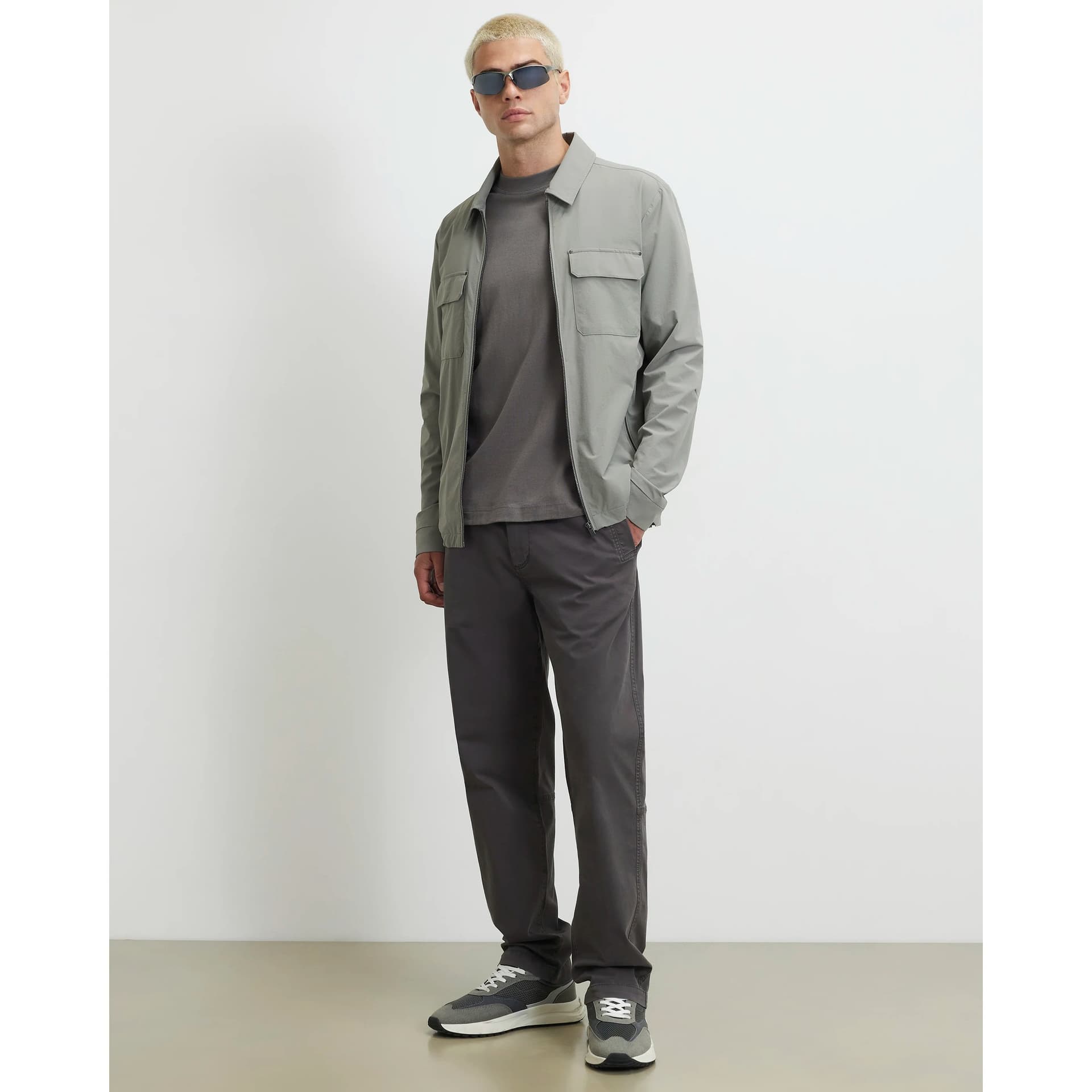River Island Mens River Island Grey Cotton Blend Pull On Trousers