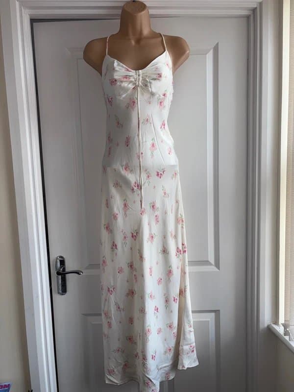 Zara Zara gorgeous stretchy silky satin maxi dress with open back size M (UK 10), new without tags
