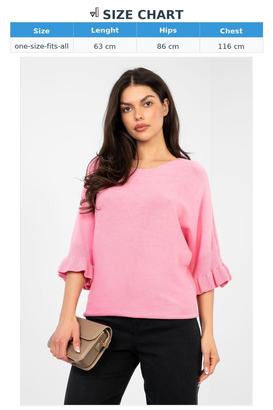 Love Lace Love Lace Women's Viscose Blend Sweater With Ruffle Sleeve in Pink - 4