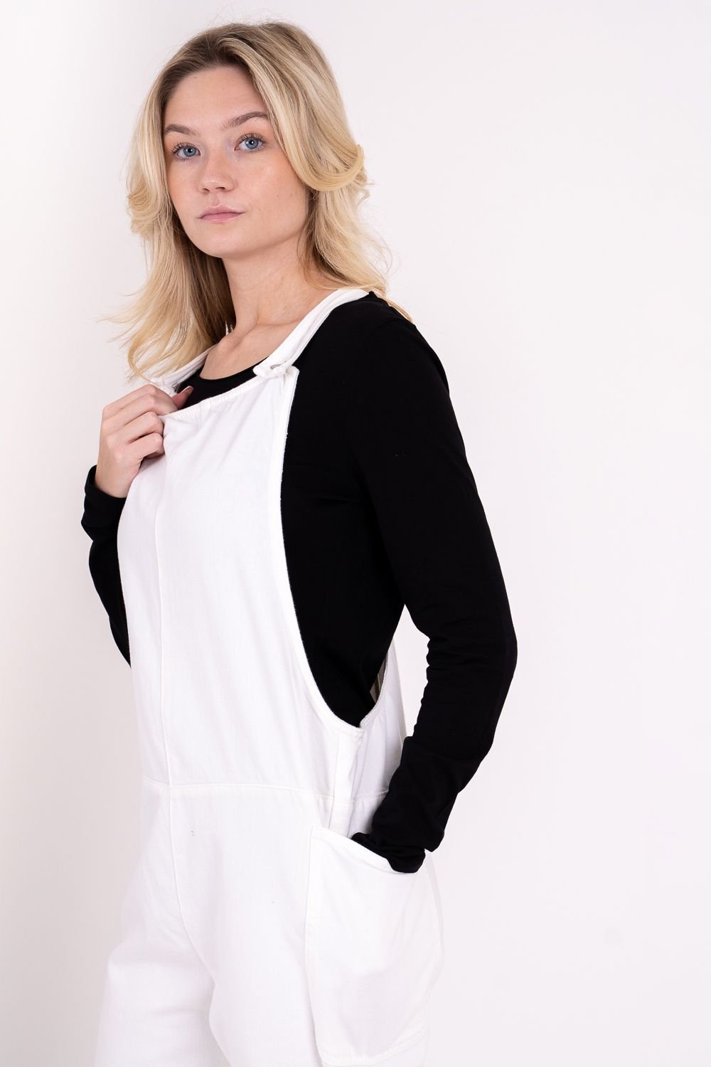 Monkee Genes Monkee Genes Women's Oversized Overall Dungarees in Ecru - 4