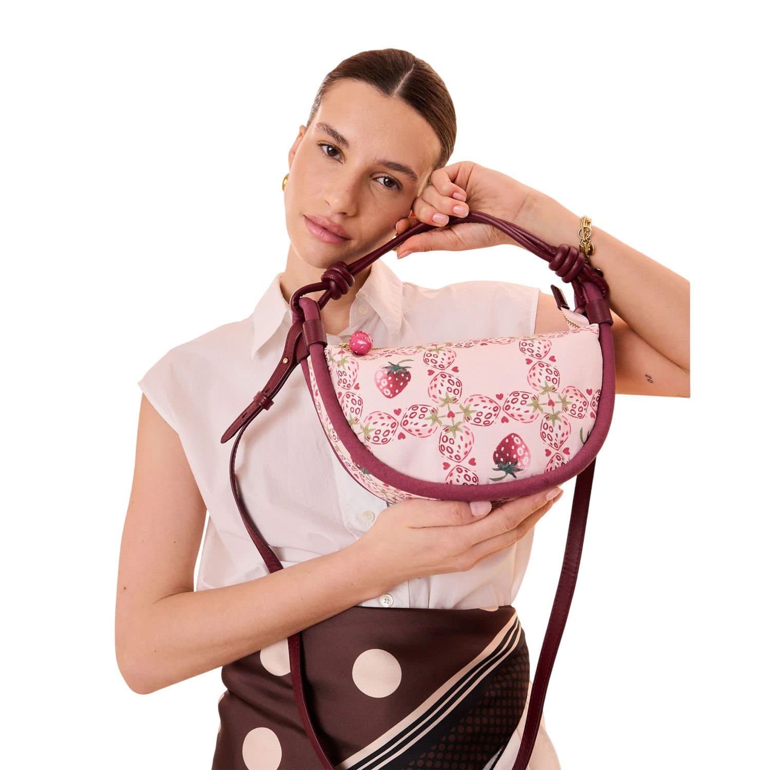 Cath Kidston Cath Kidston Pink Strawberry Knot Crossbody Bag