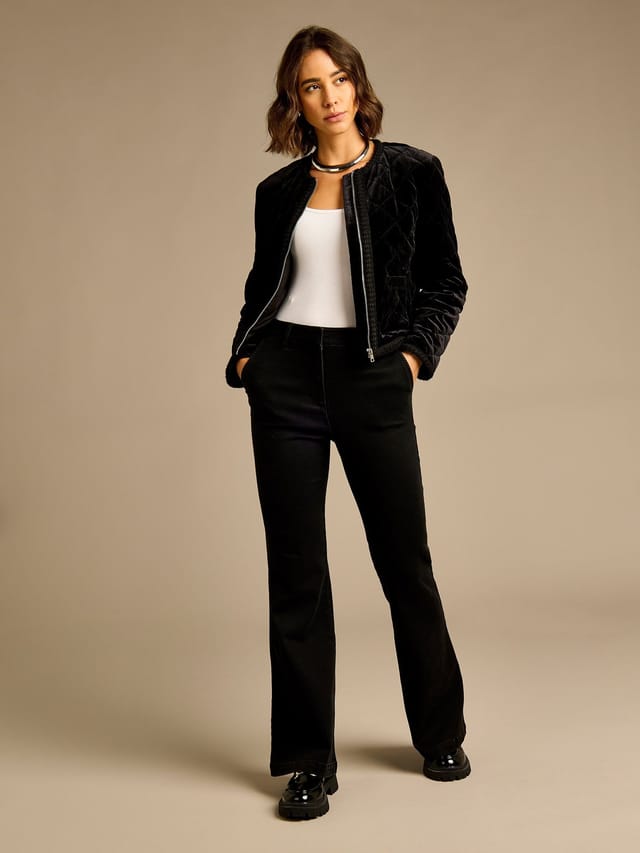 GWD by GEORGE W. DAVIES GWD by GEORGE W. DAVIES Women's Ella Quilted Velvet Bomber Black - 2