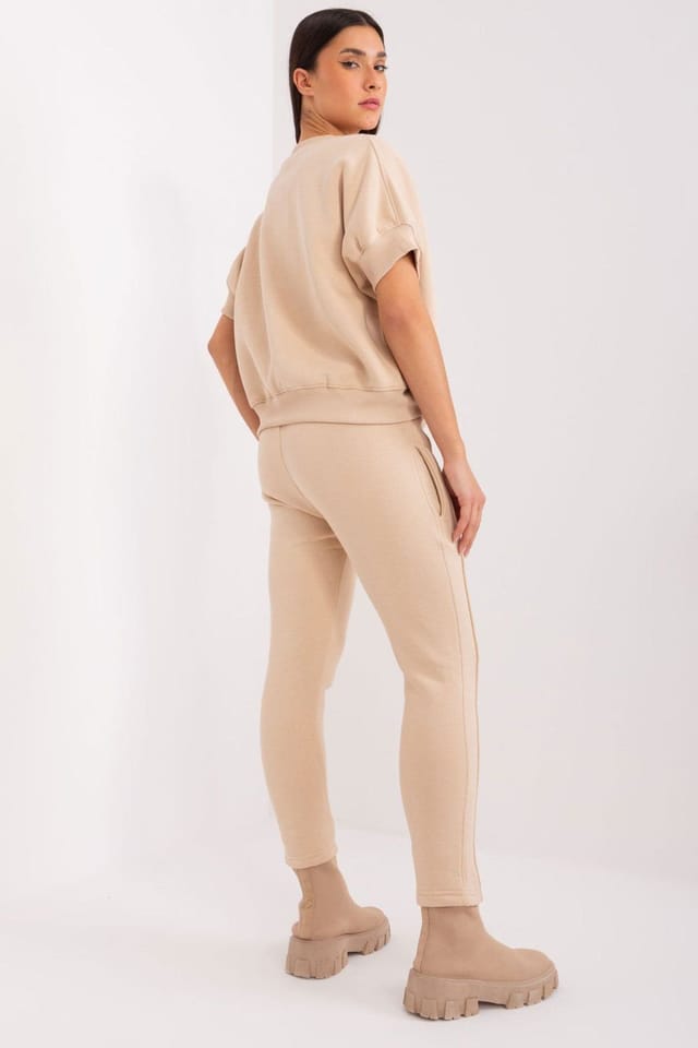 Love Lace Love Lace Women's Insulated Cotton Polyester Sweatshirt Set in Beige - 3