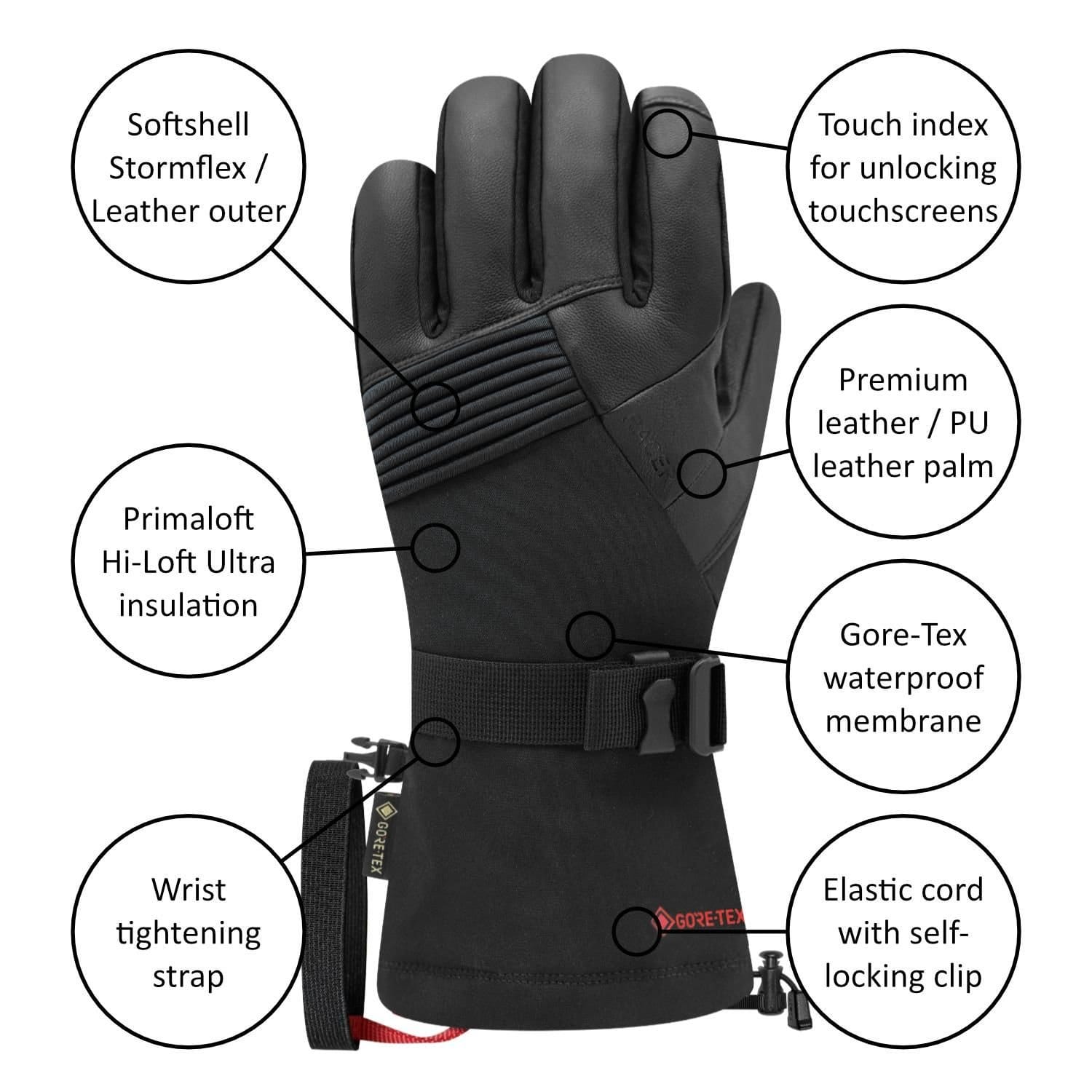 Racer Racer Men's 'GTK 5' Insulated Waterproof Gore-tex® Ski Gloves in Black - 4