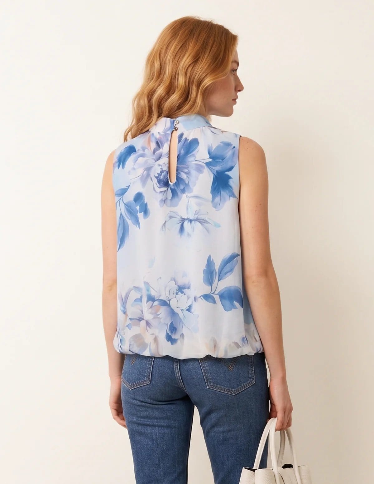 Blue Vanilla Sleeveless High Neck Puffball Blouse - 4