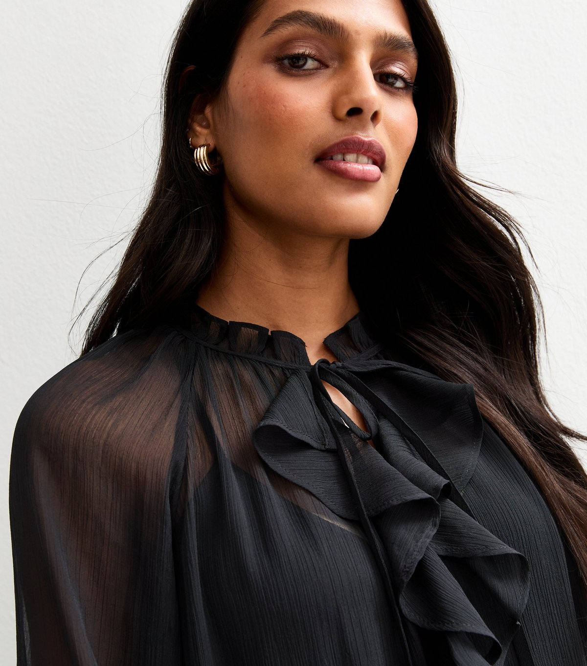 New Look Women's Black Frilly Trim Chiffon Midi Dress New Look - 2