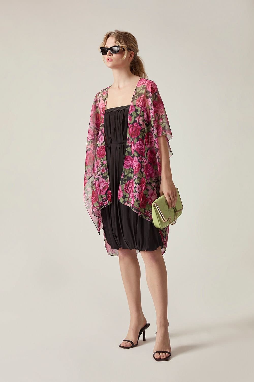 James Lakeland James Lakeland Women's Pink Black Rose Print Kaftan