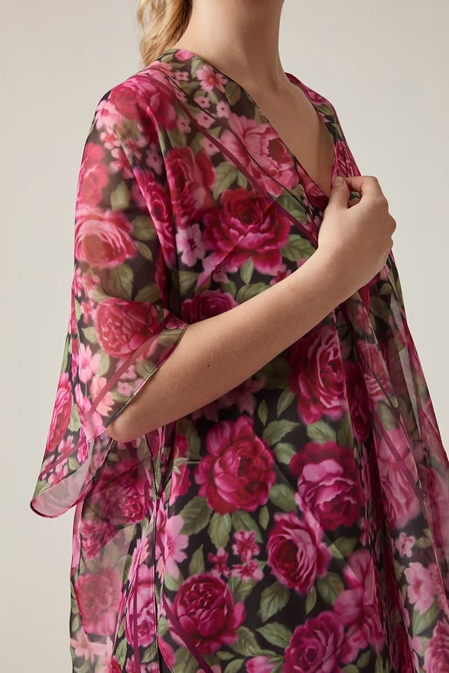 James Lakeland James Lakeland Women's Pink Black Rose Print Kaftan - 3