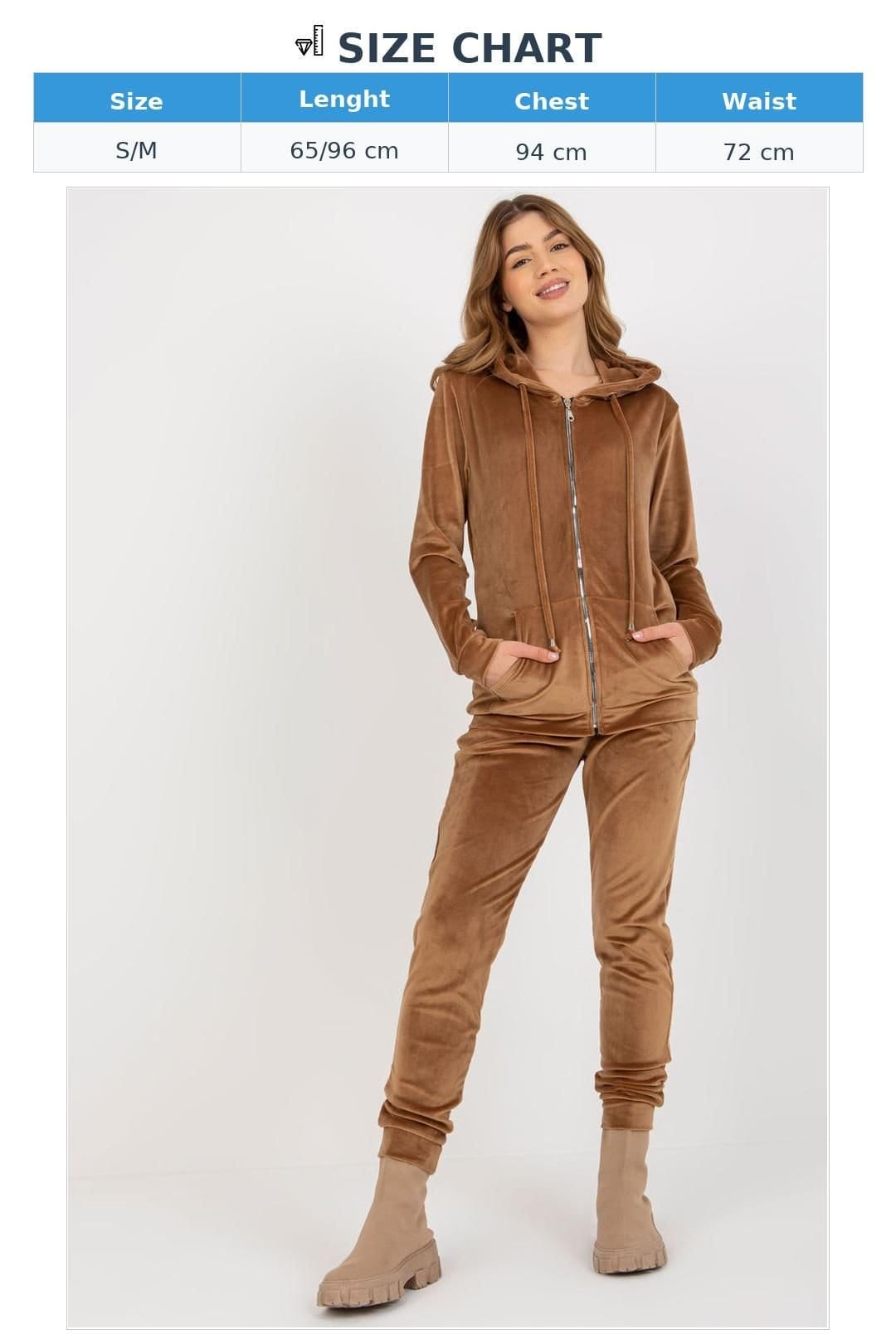 Love Lace Love Lace Women's Velour Zip Hoodie Sweatshirt & Jogger Set Style 177079 in Brown - 4