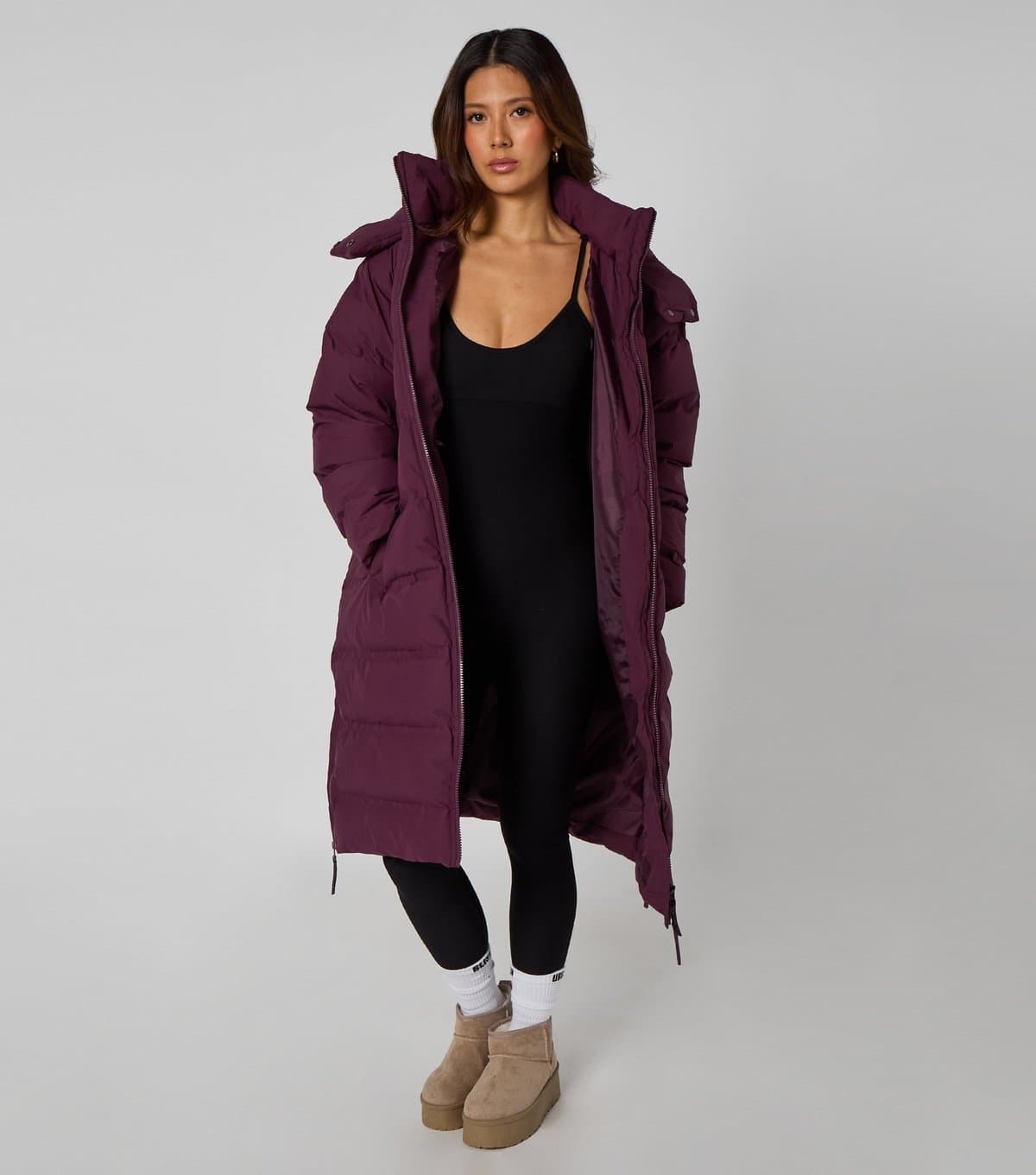 Urban Bliss Women's Dark Purple Seamless Midi Puffer Jacket Urban Bliss New Look