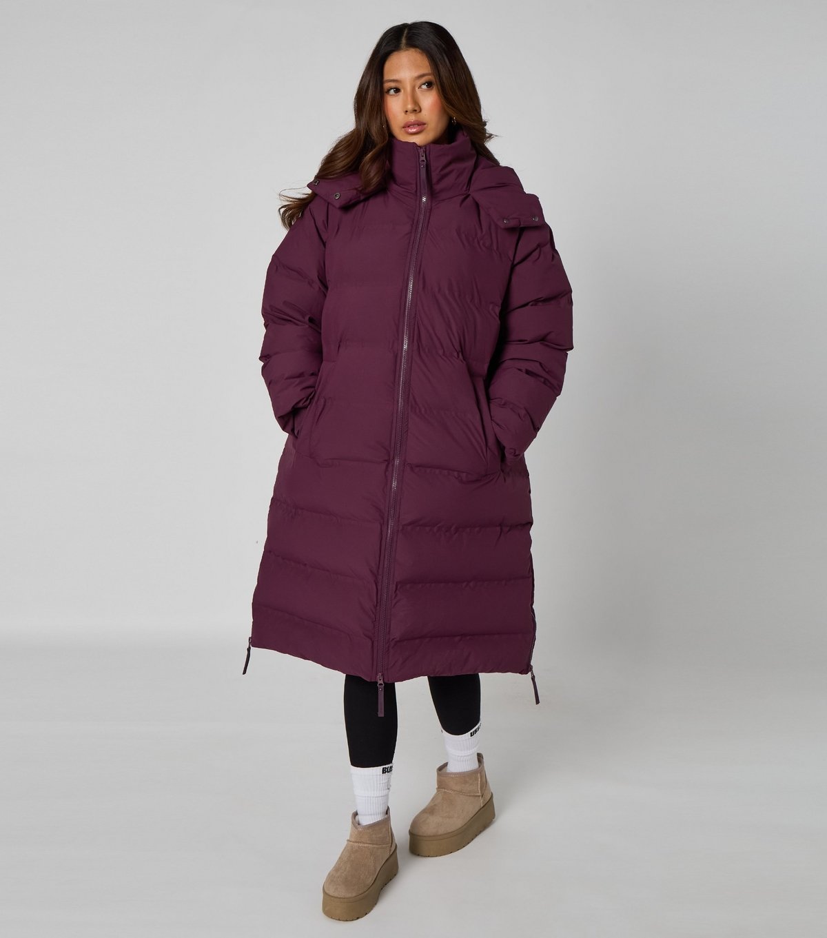Urban Bliss Women's Dark Purple Seamless Midi Puffer Jacket Urban Bliss New Look - 2
