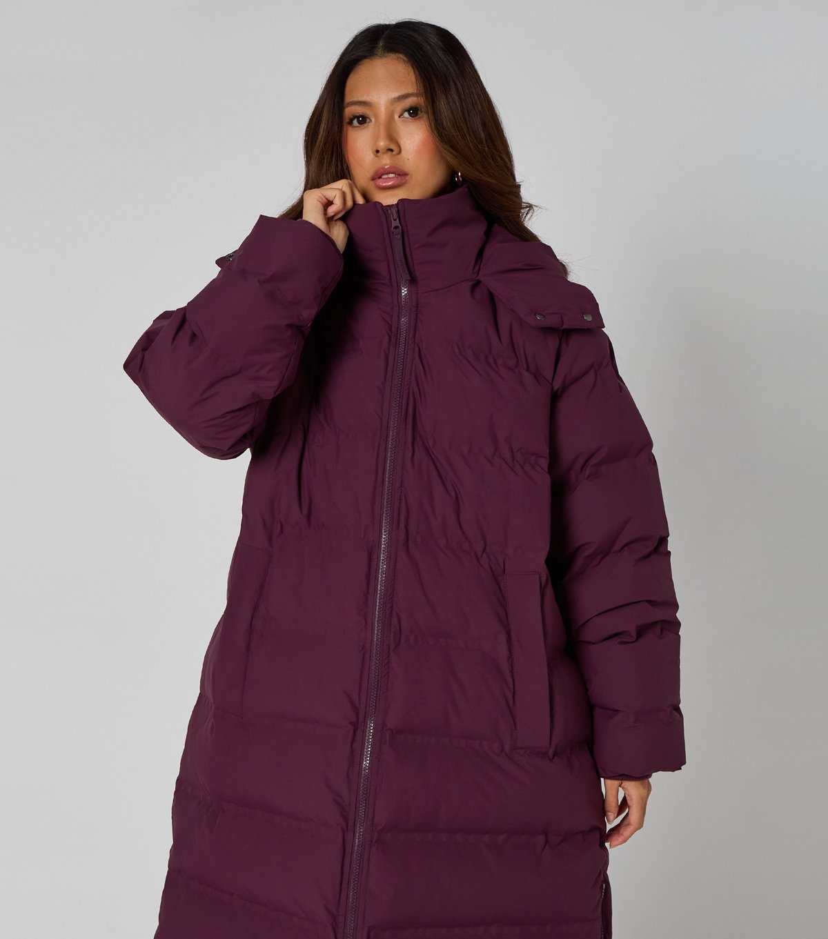 Urban Bliss Women's Dark Purple Seamless Midi Puffer Jacket Urban Bliss New Look - 3