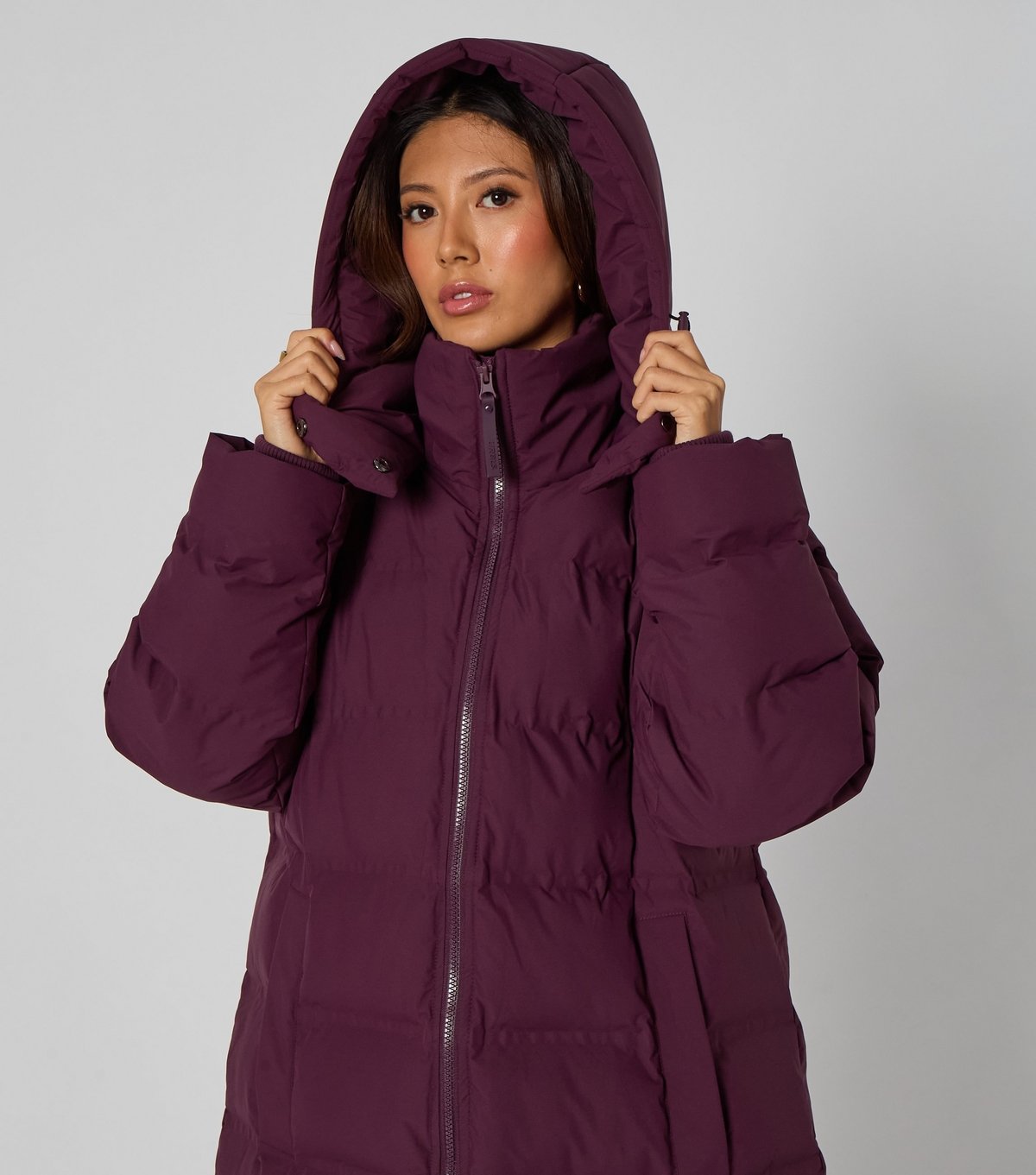 Urban Bliss Women's Dark Purple Seamless Midi Puffer Jacket Urban Bliss New Look - 4