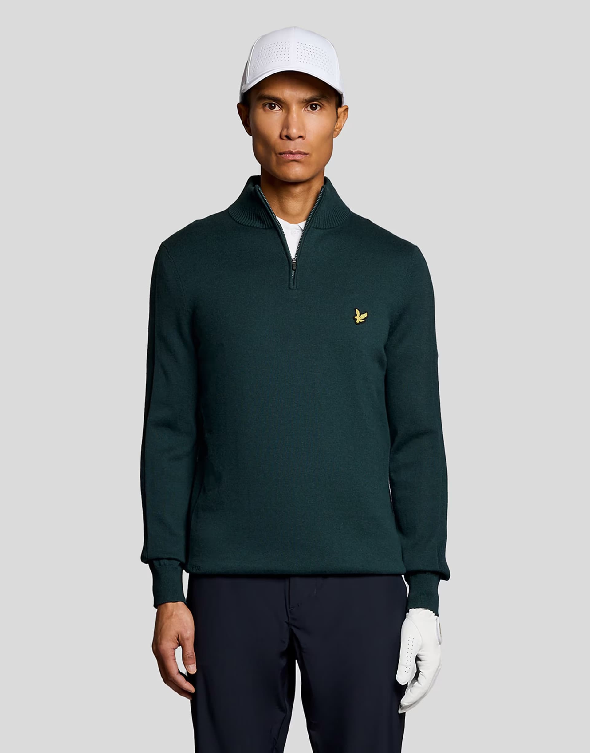 ASOS Lyle & Scott Mid knits golf 1874 quarter zip jumper in y105 mediterranea