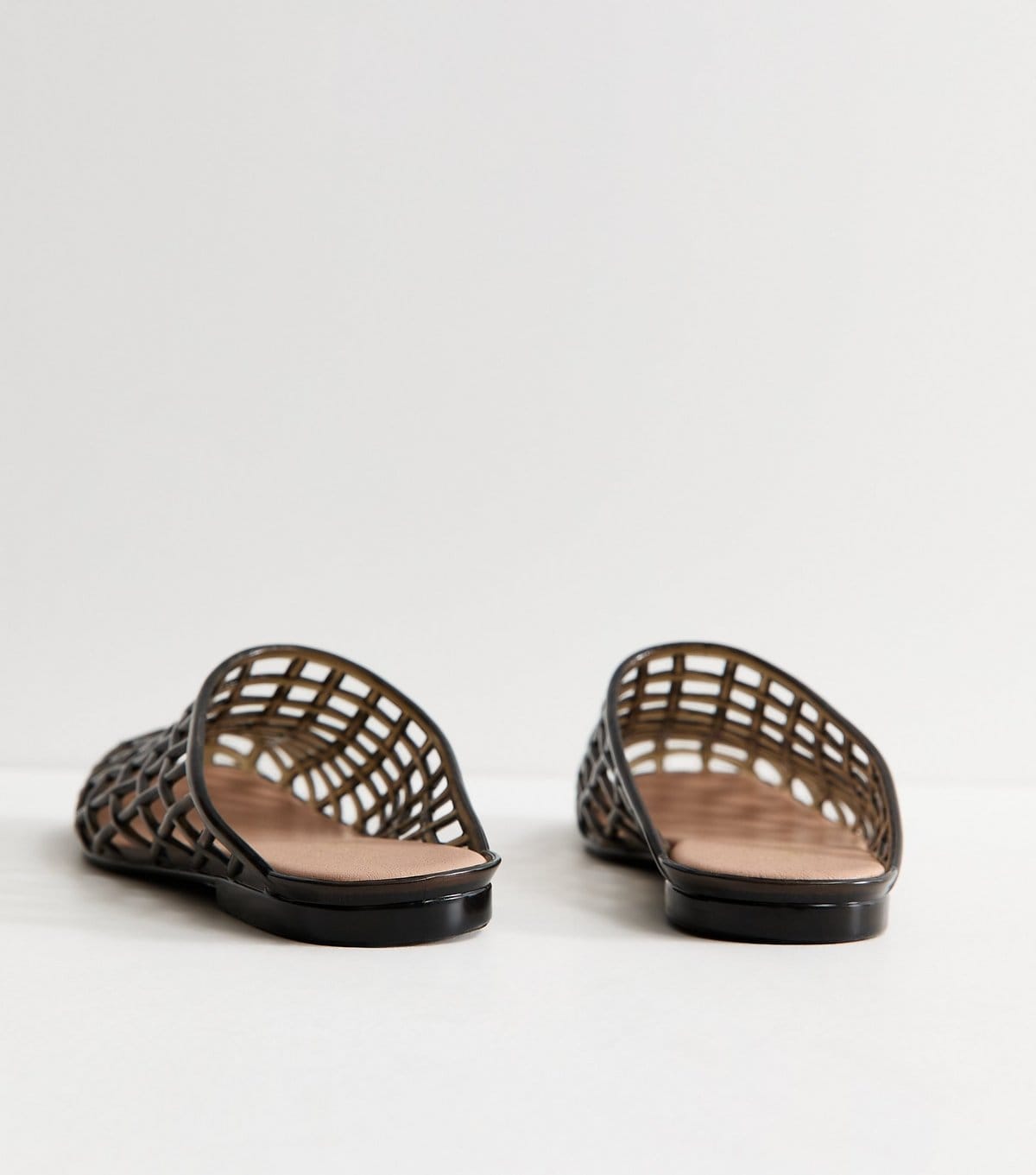 New Look Women's Black Lattice Jelly Mules Vegan New Look - 4