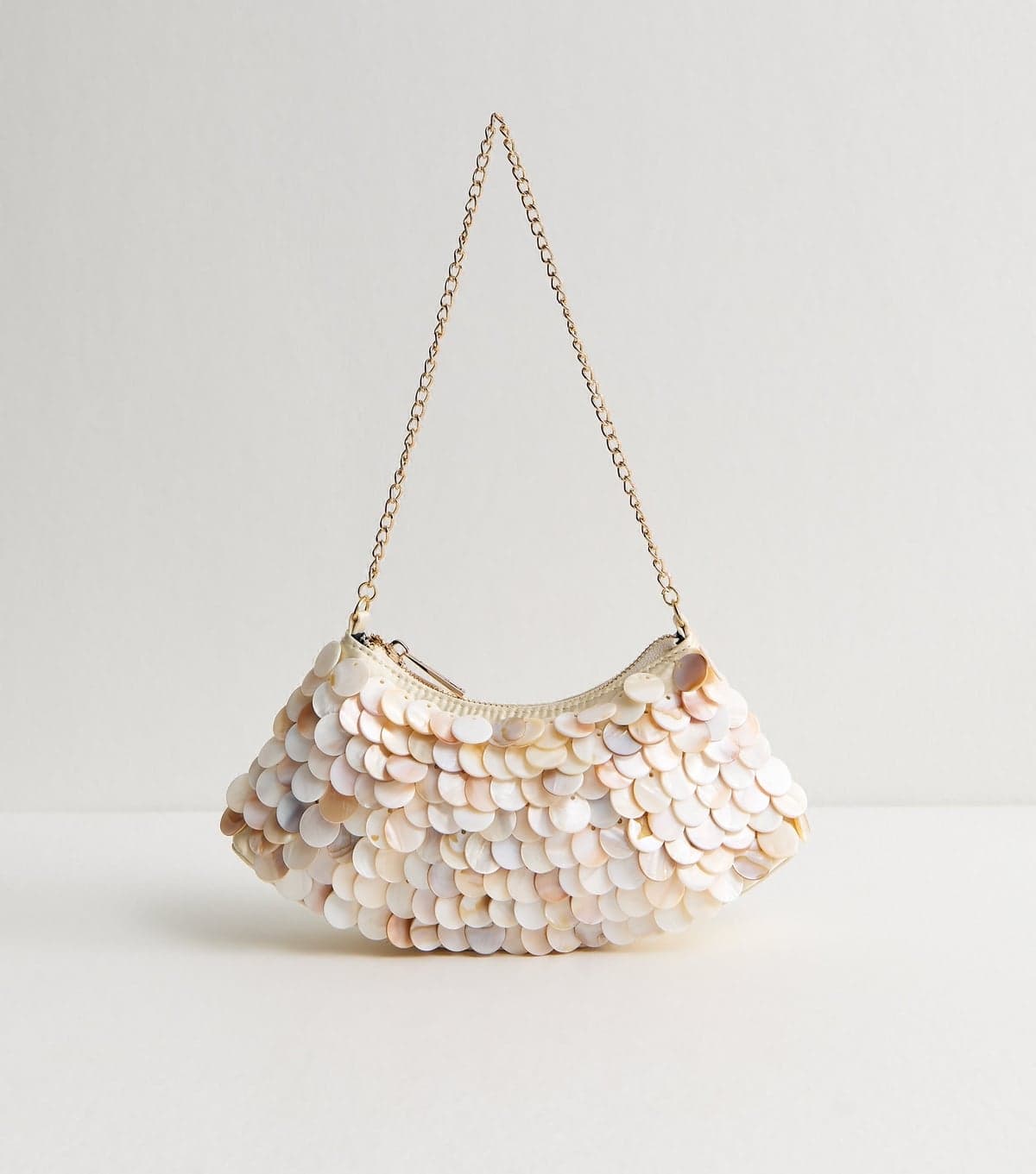 New Look New Look Cream Satin Faux-Shell Shoulder Bag